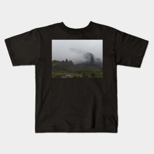 Climbing The Old Man Of Storr, Skye, Scotland Kids T-Shirt